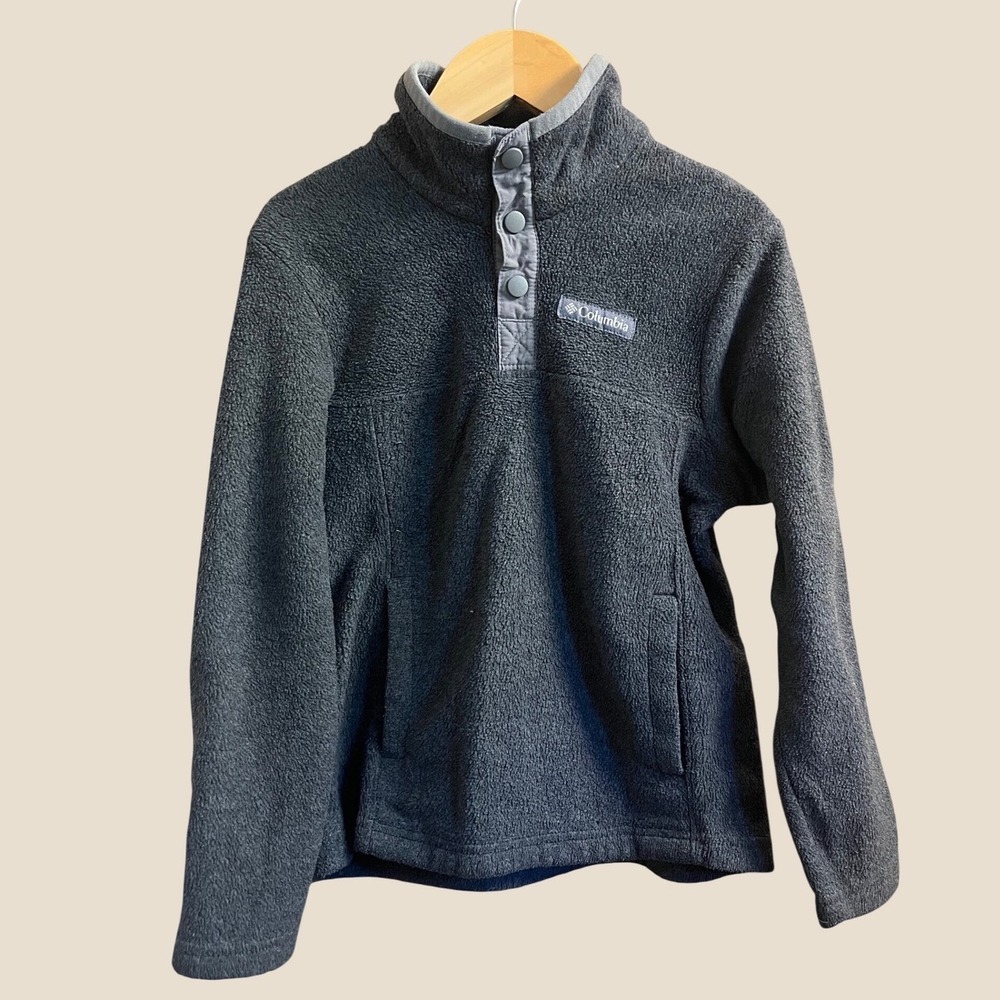 Columbia Fleece Pullover Kids Size 8 Small Charcoal Grey Snap Neck AY0154